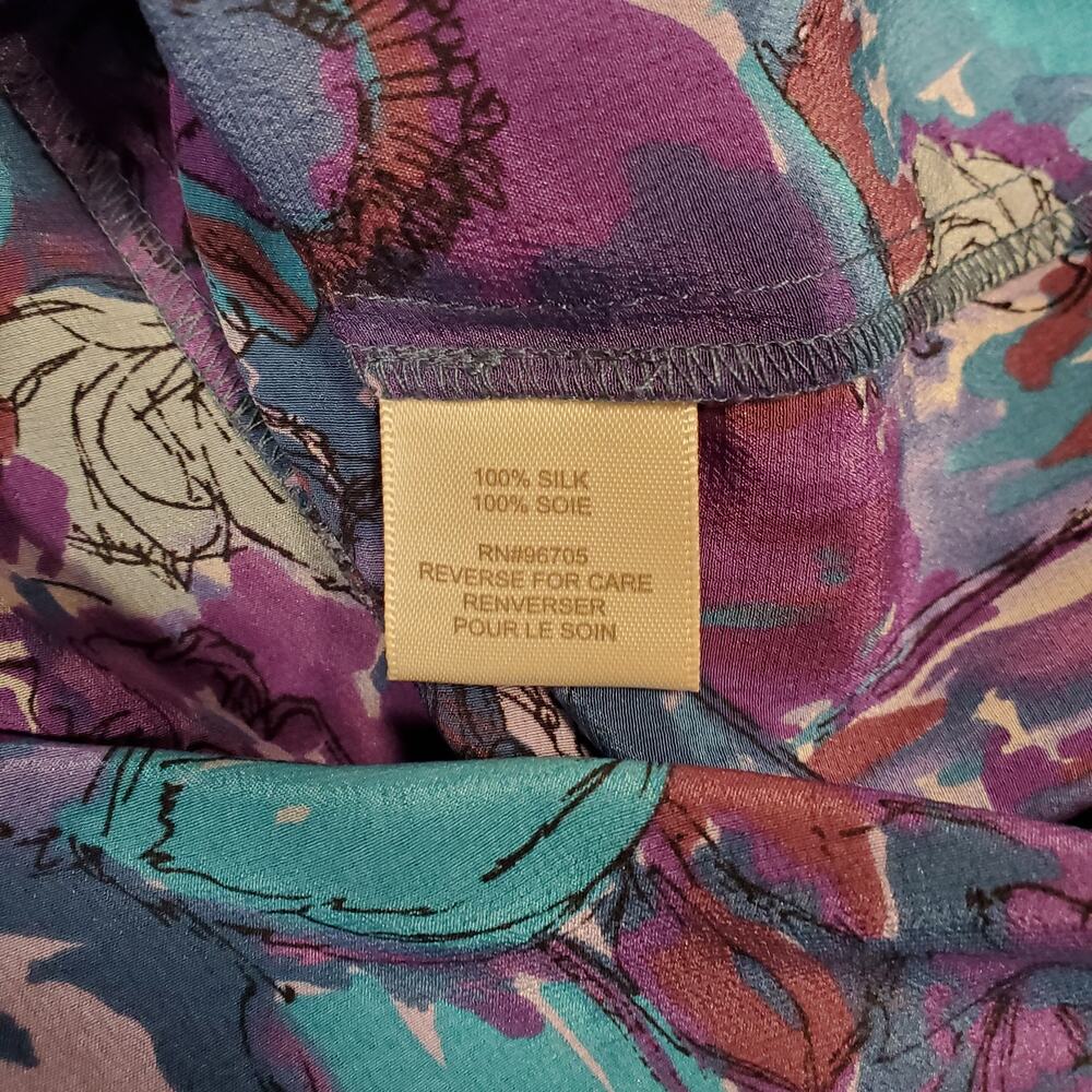 Rebecca Taylor Top Womens Size 6 Silk Floral Balloon Sleeve Boho Tie Belted - Picture 5 of 10